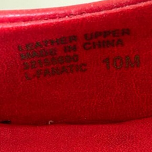 Franco Sarto Fanatic Red Leather Studded Peep Toe Pumps Stacked Heel Size 10M - Picture 9 of 14